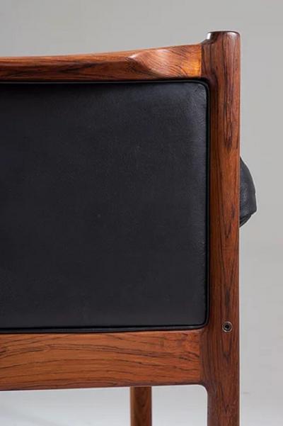 Torbjorn Afdal Scandinavian Midcentury Leather and Rosewood Lounge Chairs by Torbj rn Afdal