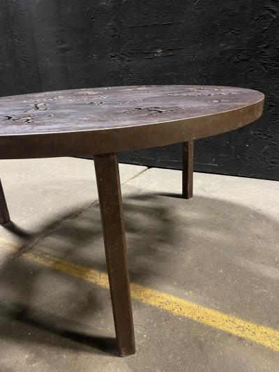 Torch Cut Brutalist Iron Cocktail Table