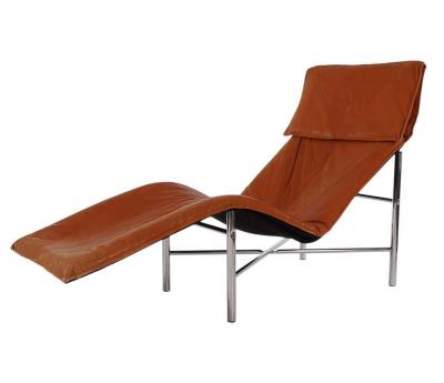 Tord Bjorklund Midcentury Danish Modern Brown Leather Chaise Lounge Chair by Tord Bj rklund