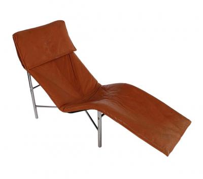 Tord Bjorklund Midcentury Danish Modern Brown Leather Chaise Lounge Chair by Tord Bj rklund