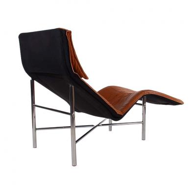 Tord Bjorklund Midcentury Danish Modern Brown Leather Chaise Lounge Chair by Tord Bj rklund