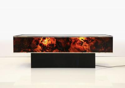 Tortoise Lucite Cocktail Table with Inerior Lights France 1970s