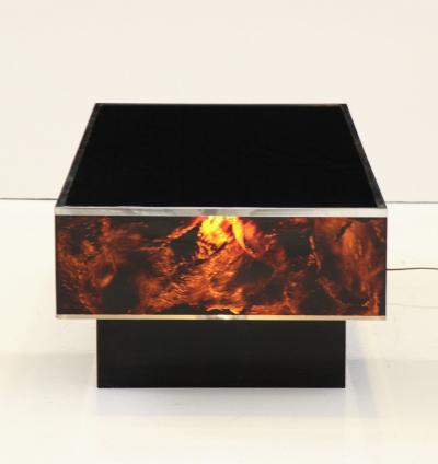 Tortoise Lucite Cocktail Table with Inerior Lights France 1970s
