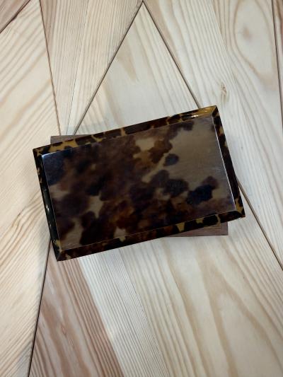 Tortoiseshell Style Wood Box with Beveled Lid