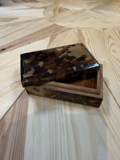 Tortoiseshell Style Wood Box with Beveled Lid