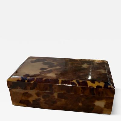 Tortoiseshell Style Wood Box with Beveled Lid