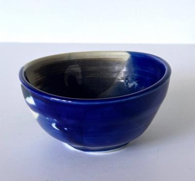 Toshiko Takaezu Ceramic Tea Bowl with Brilliant Blue Glaze by Toshiko Takaezu