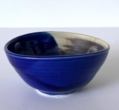 Toshiko Takaezu Ceramic Tea Bowl with Brilliant Blue Glaze by Toshiko Takaezu
