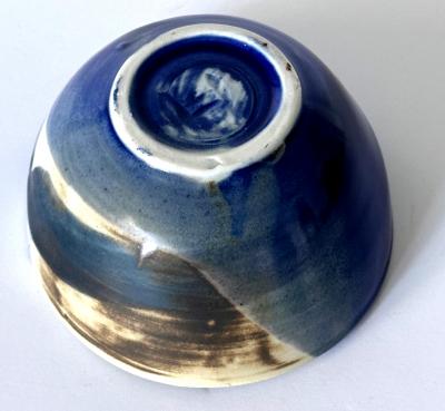 Toshiko Takaezu Ceramic Tea Bowl with Brilliant Blue Glaze by Toshiko Takaezu