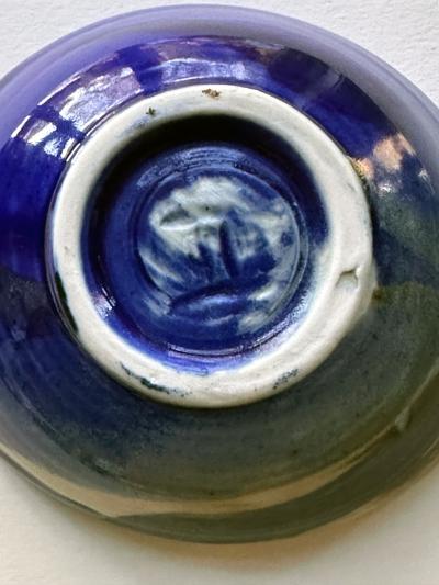 Toshiko Takaezu Ceramic Tea Bowl with Brilliant Blue Glaze by Toshiko Takaezu