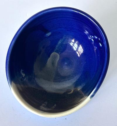 Toshiko Takaezu Ceramic Tea Bowl with Brilliant Blue Glaze by Toshiko Takaezu