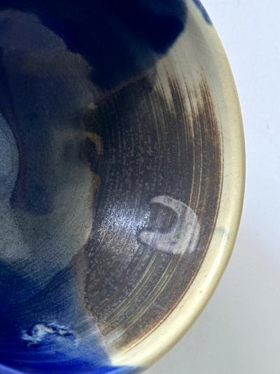 Toshiko Takaezu Ceramic Tea Bowl with Brilliant Blue Glaze by Toshiko Takaezu