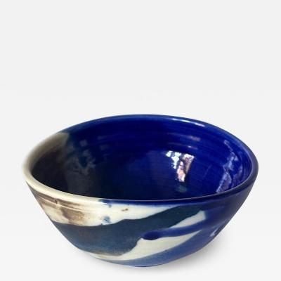 Toshiko Takaezu Ceramic Tea Bowl with Brilliant Blue Glaze by Toshiko Takaezu