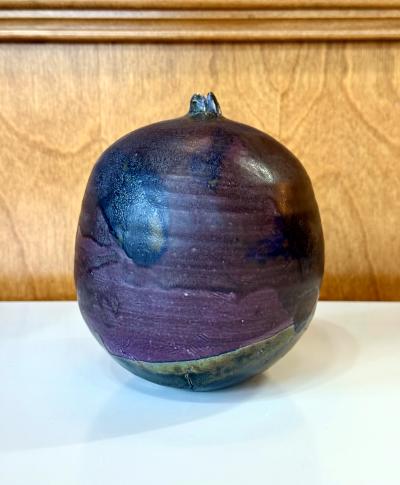 Toshiko Takaezu Closed Form Ceramic Moon Pot with Rattle by Toshiko Takaezu