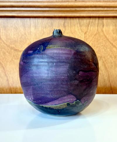 Toshiko Takaezu Closed Form Ceramic Moon Pot with Rattle by Toshiko Takaezu