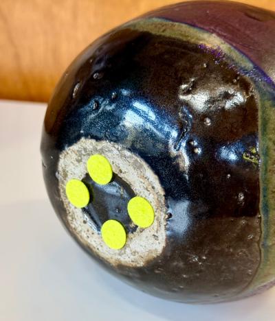 Toshiko Takaezu Closed Form Ceramic Moon Pot with Rattle by Toshiko Takaezu