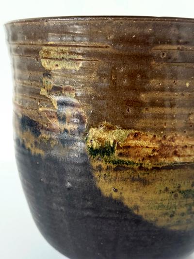 Toshiko Takaezu Large Ceramic Glazed Vase in Cachepot Form by Toshiko Takaezu
