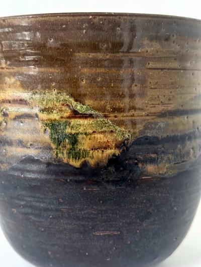 Toshiko Takaezu Large Ceramic Glazed Vase in Cachepot Form by Toshiko Takaezu