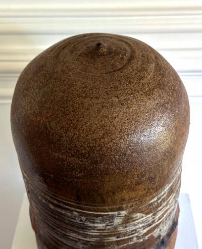 Toshiko Takaezu Large Unusual Ceramic Pot with Rattle and Handprint by Toshiko Takaezu