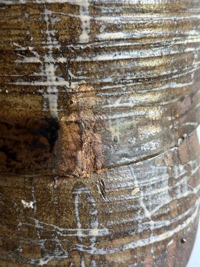 Toshiko Takaezu Large Unusual Ceramic Pot with Rattle and Handprint by Toshiko Takaezu