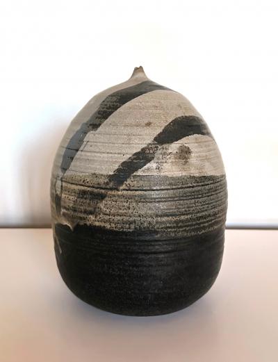 Toshiko Takaezu Storied Tall Ceramic Pot with Rattle and Fingerprints by Toshiko Takaezu