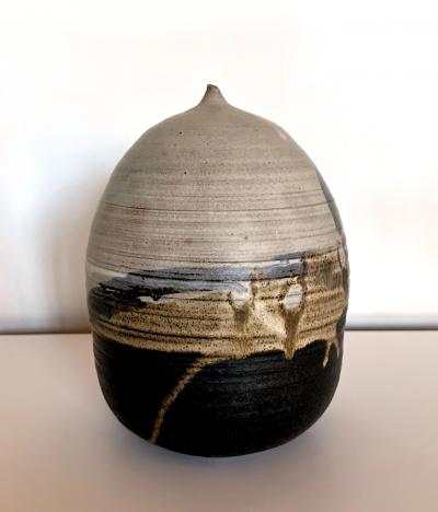 Toshiko Takaezu Storied Tall Ceramic Pot with Rattle and Fingerprints by Toshiko Takaezu