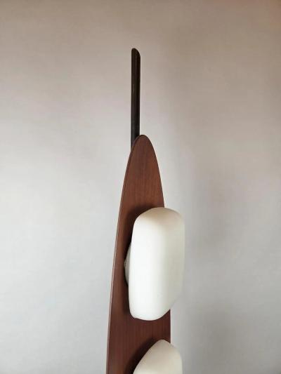 Totem floor lamp by Goffredo Reggiani wood marble and opaline glass Italy