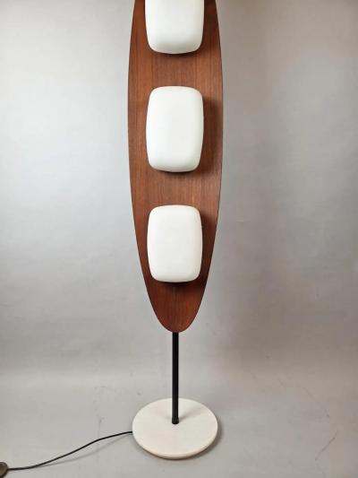 Totem floor lamp by Goffredo Reggiani wood marble and opaline glass Italy