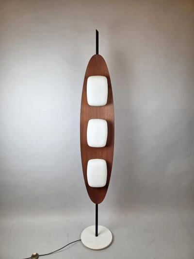 Totem floor lamp by Goffredo Reggiani wood marble and opaline glass Italy