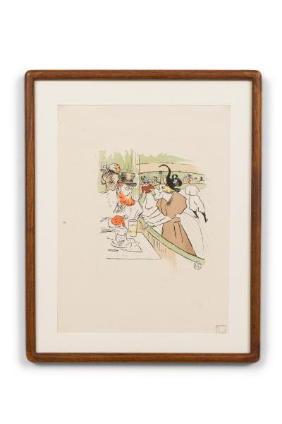 Toulouse Lautrec lithograph of a Man and Women skating