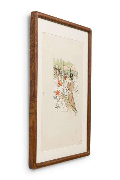 Toulouse Lautrec lithograph of a Man and Women skating