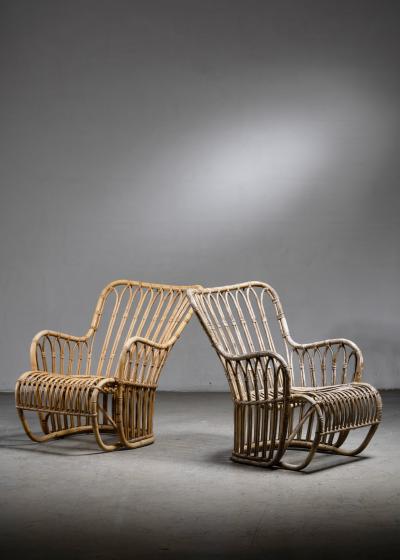 Tove Edvard Kindt Larsen Pair of Tove Kindt Larsen rattan chairs