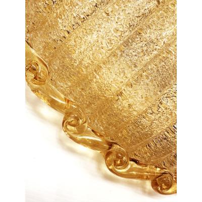 Traditional Amber Graniglia Budino Murano Glass Flush Mount in 70 Style