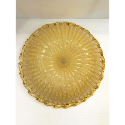 Traditional Amber Graniglia Budino Murano Glass Flush Mount in 70 Style