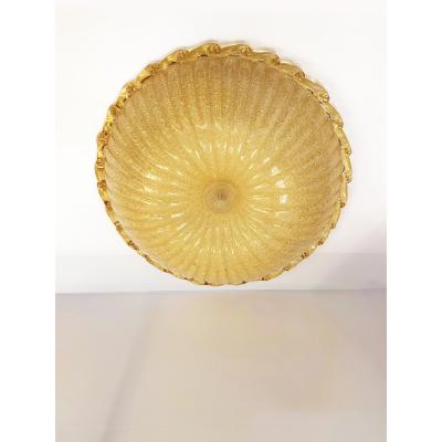 Traditional Amber Graniglia Budino Murano Glass Flush Mount in 70 Style