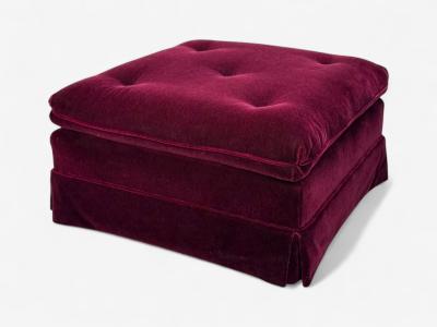 Traditional Aubergene Mohair Rolling Ottoman England 1970s