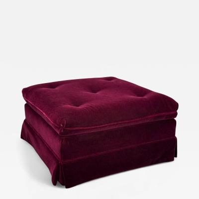 Traditional Aubergene Mohair Rolling Ottoman England 1970s