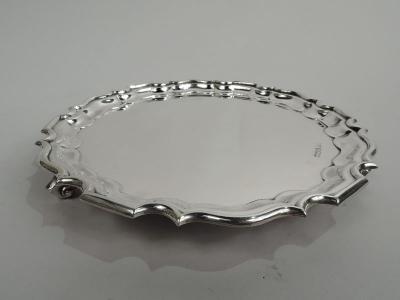Traditional English Georgian Chippendale Style Piecrust Salver Tray