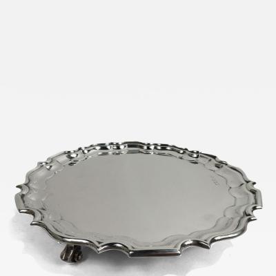 Traditional English Georgian Chippendale Style Piecrust Salver Tray