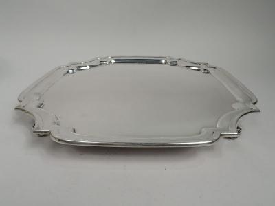 Traditional English Georgian Sterling Silver Cartouche Salver Tray