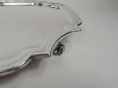 Traditional English Georgian Sterling Silver Cartouche Salver Tray