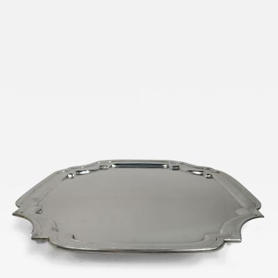 Traditional English Georgian Sterling Silver Cartouche Salver Tray