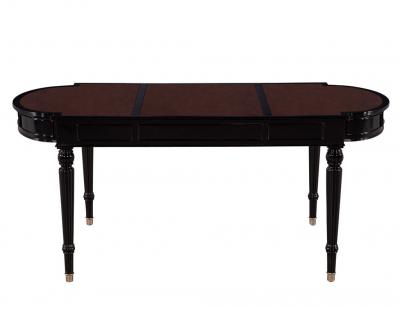 Traditional English Leather Top Black Lacquered Writing Desk