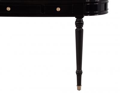 Traditional English Leather Top Black Lacquered Writing Desk