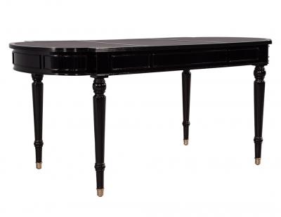 Traditional English Leather Top Black Lacquered Writing Desk
