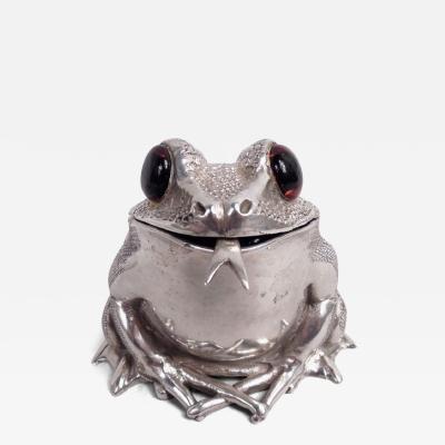 Traditional English Sterling Silver Novelty Frog Mustard Pot 1966 67