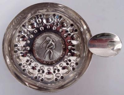 Traditional French Silver Wine Taster with Abstract Golfer