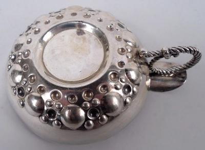 Traditional French Silver Wine Taster with Abstract Golfer