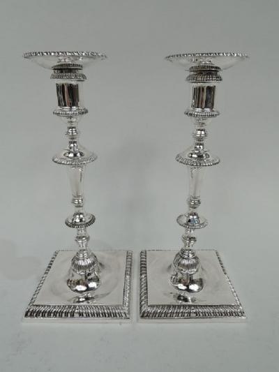 Traditional Georgian Style Sterling Silver Candlesticks