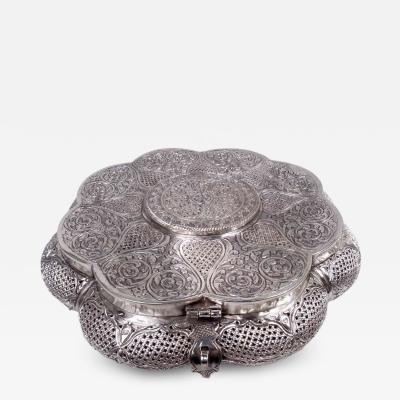 Traditional Indian Large Heavy Exotic Silver Keepsake Box